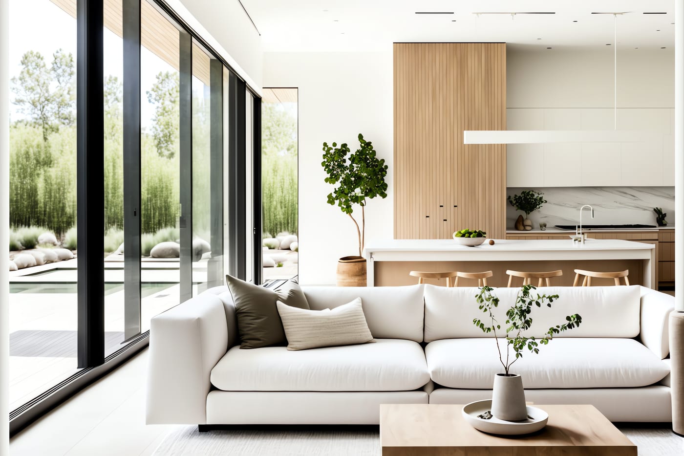 Landhaus-Wohnzimmer mit Kamin – Homestaging für den Immobilienverkauf